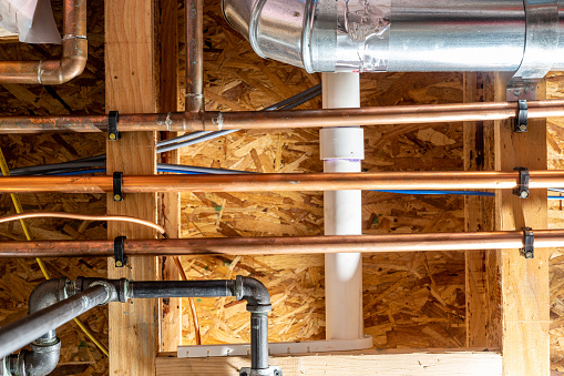 Typical construction industry installation of utilities in a house gas line installation & repair
